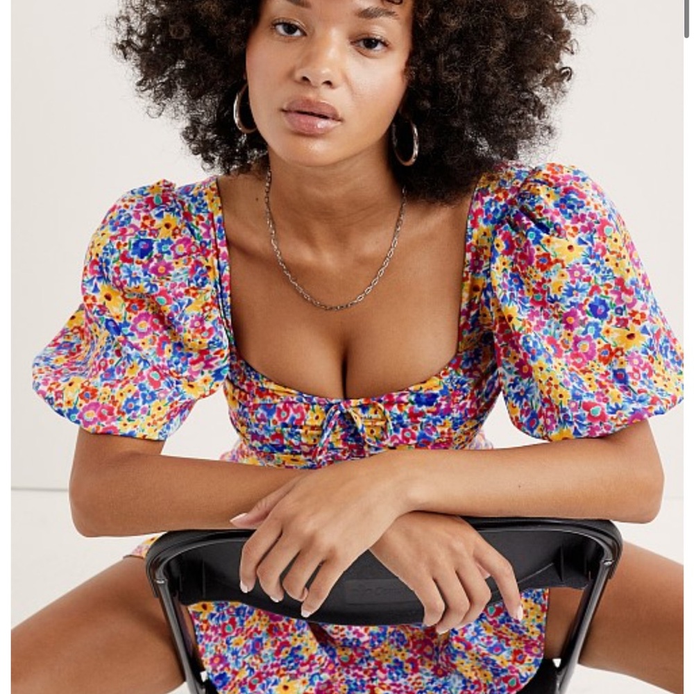 For Love & Lemons Women’s Sasha Mini Dress Blue Ditzy Floral - Size Small 🍋